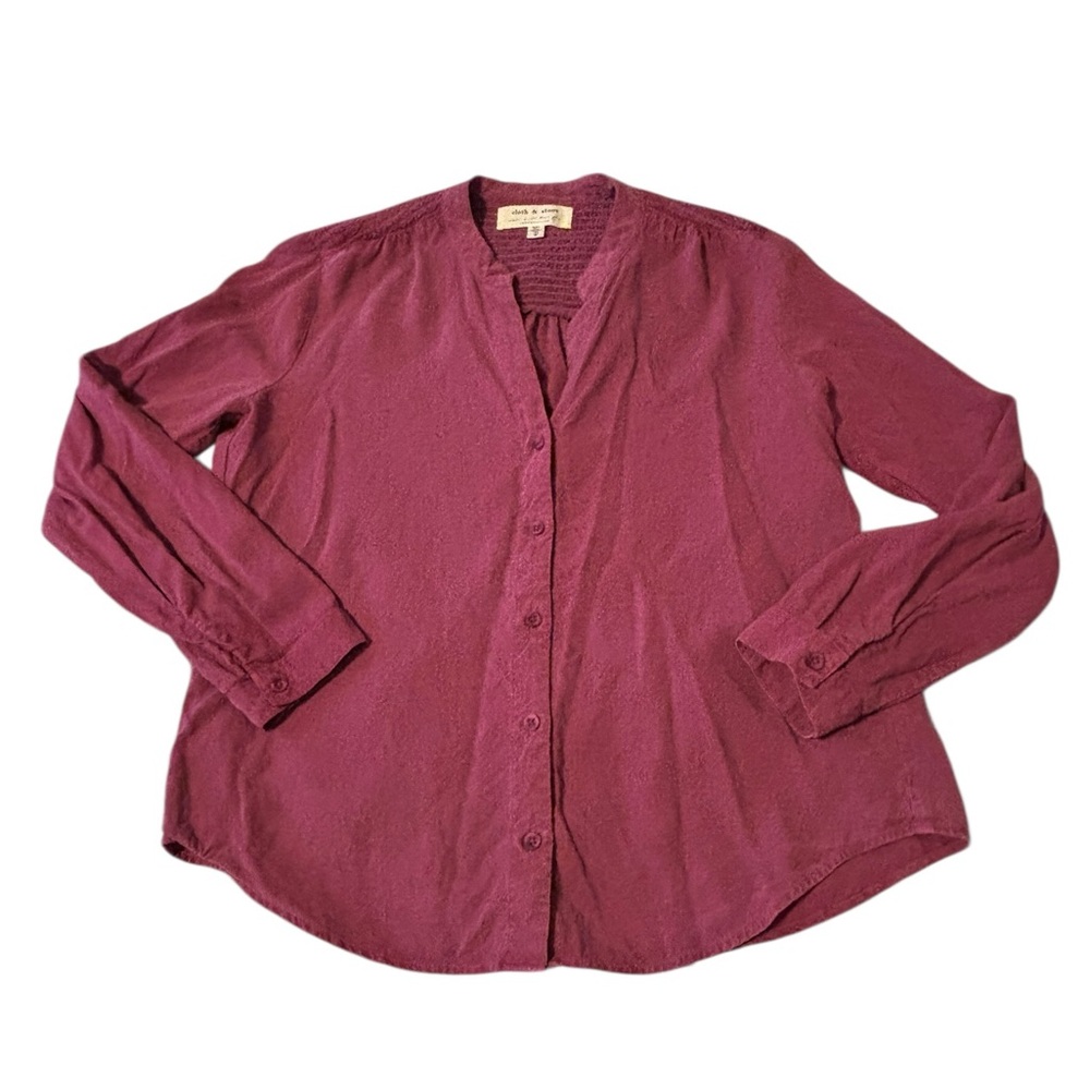 Anthropologie Cloth and Stone
Button Down Smocked Back Blouse, size M, Raspberry